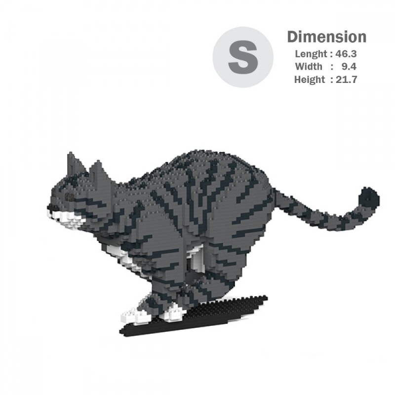 Grey Tabby Cats (Darker) - 3D Jekca constructor ST19CA18-M02