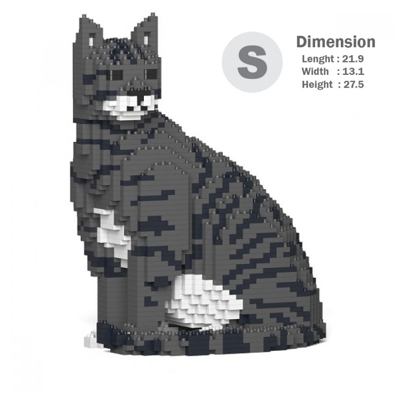 Grey Tabby Cats (Darker) - 3D Jekca constructor ST19CA02-M02