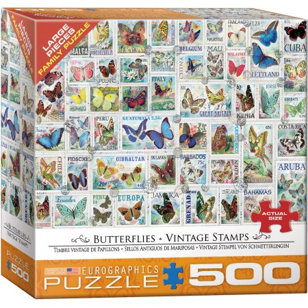 Butterflies Vintage Stamps, Puzzle, 500 Pcs